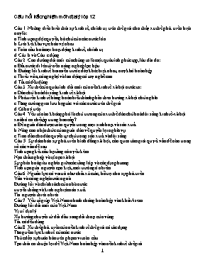 51 Câu hỏi trắc nghiệm ôn tập kiểm tra Địa lí lớp 12